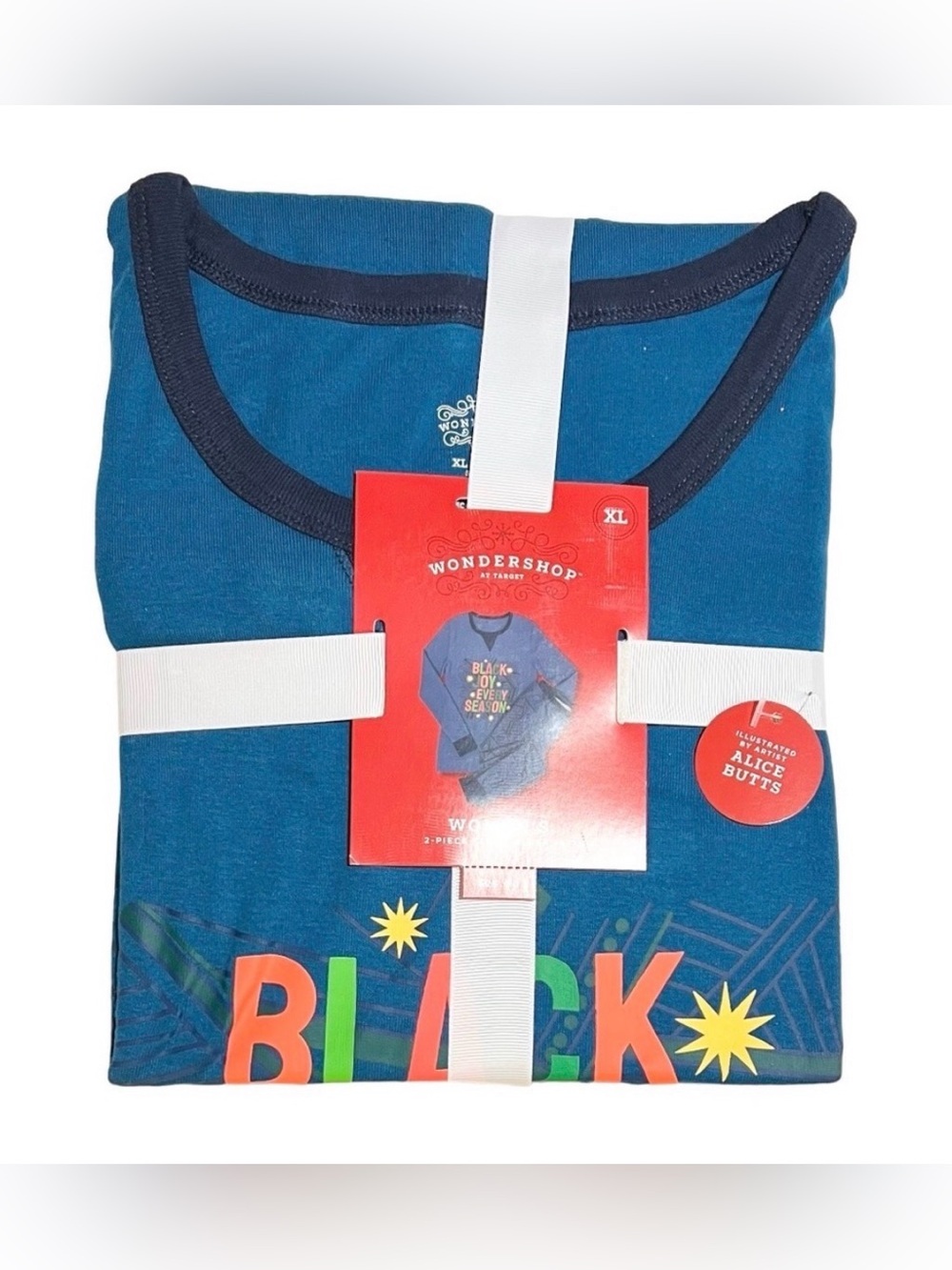 Wondershop Pajamas Women’s Size XL Blue 2-Piece Family Sleep Set Black Joy